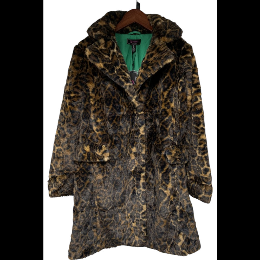 Leopard Print Faux Fur Trench Coat